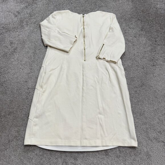 Chico's Midi Sheath Dress Womens 0 us 4 Cream Ivory 3/4 Sleeve Ponte Knit Work - Picture 2 of 16